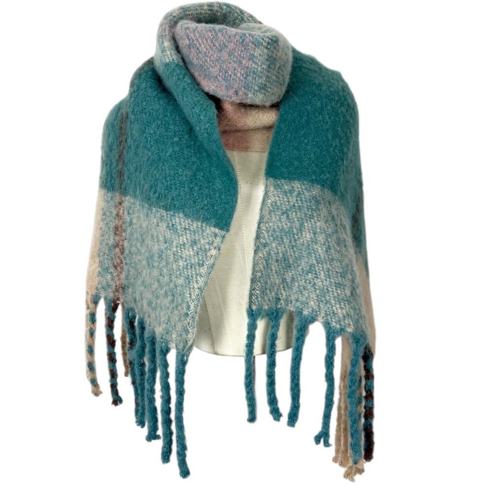 Oversized Chunky‎ Scarf  Winter Warm Colorful Blanket Big Plaid soft cozy